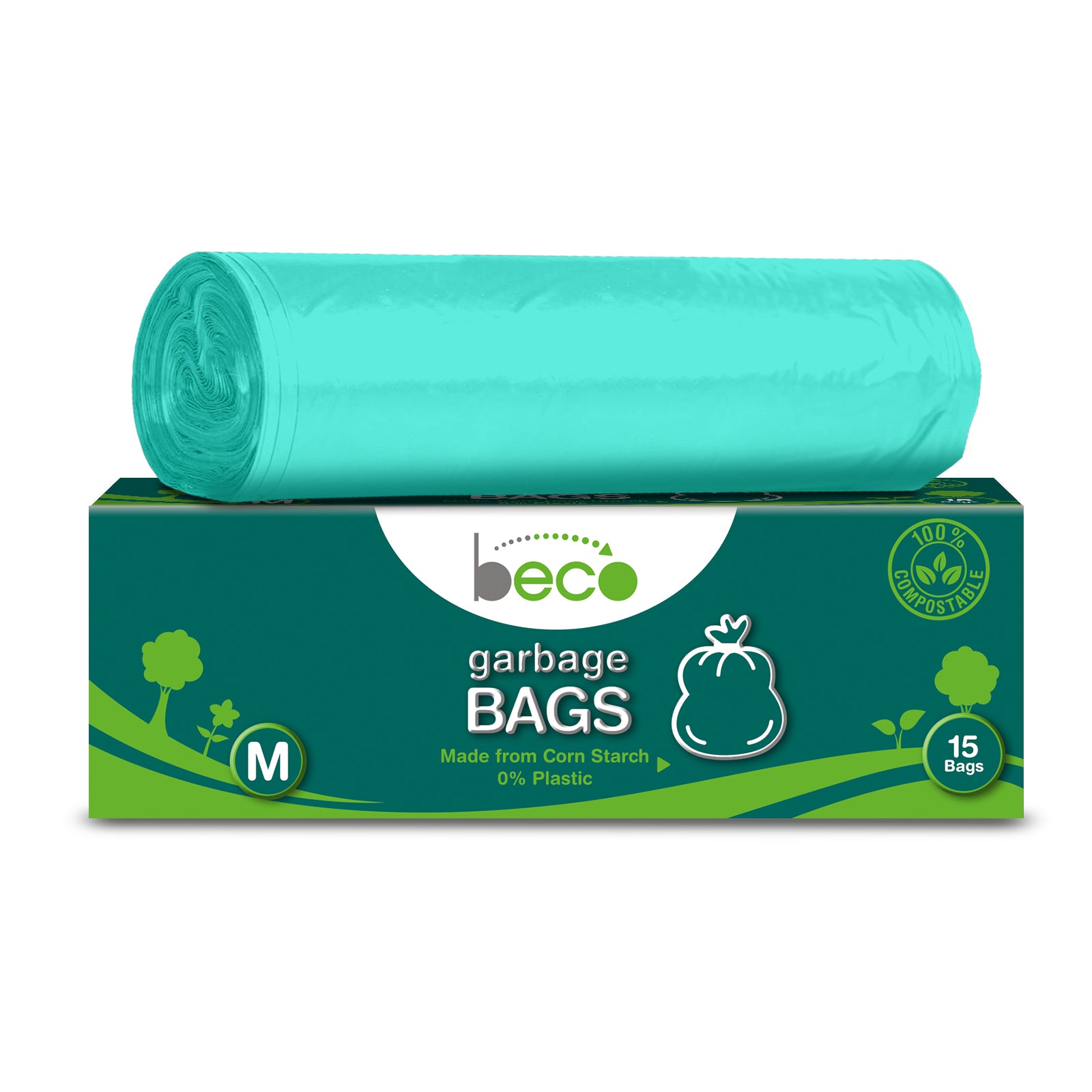 Bio Compostable Garbage Bags - Medium Size (19 x 21) - 15 Pieces/Roll